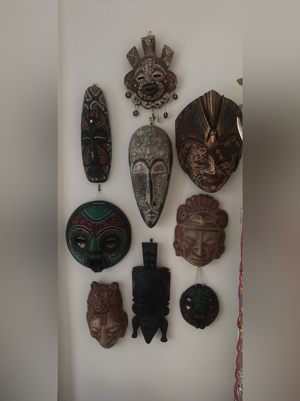 Decorative Tribal Wall Mask Set - Brown & Black